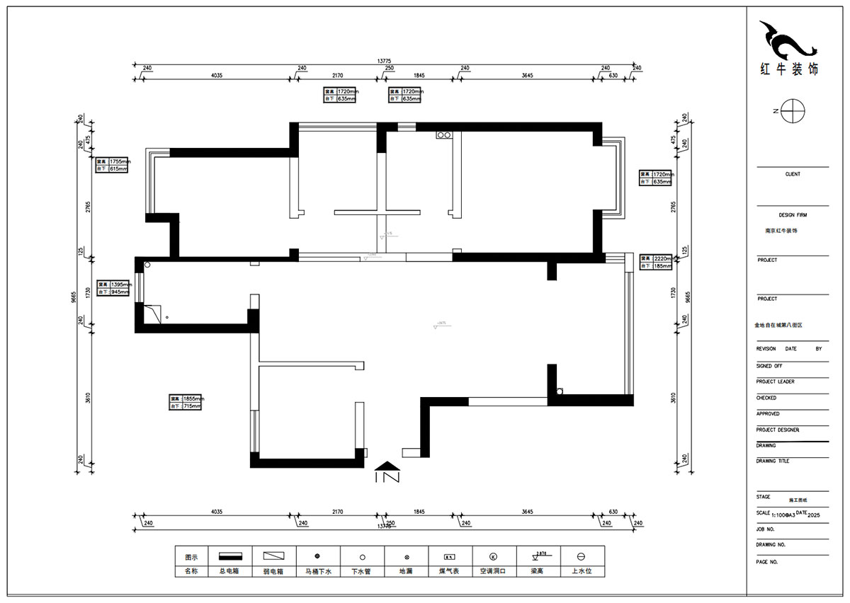 朱明琪｜金地自在城8街區(qū)5-1-501-111㎡-中古風｜3室1廳2衛(wèi)｜老房裝修｜定制家｜全包15萬｜00_01原始結(jié)構(gòu)圖