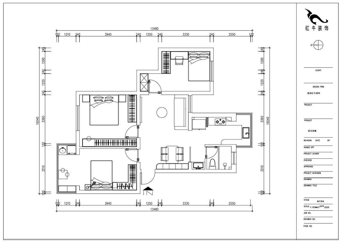 朱明琪｜明月新寓花園12-102-85㎡-現(xiàn)代簡約風(fēng)格｜3室1廳1衛(wèi)｜老房改造｜定制家｜全包11萬｜00_02平面布置圖